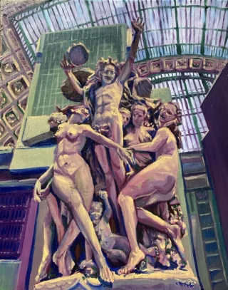 Peinture à l'huile "La Danse" 40x50cm d'après la sculpture de Jean-Baptiste Carpeaux
