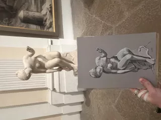 Croquis de sculpture mis en situation au Musée des Beaux-Arts de Lyon