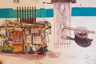 Travail d'élève – cours Croquis / Carnet de voyage Froggy Art Lyon