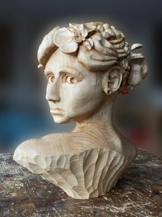 Sculpture sur bois "La Nymphe" échelle 1:1