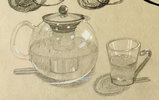 Travail d'élève – cours Le temps d'une pause (croquis) Froggy Art Lyon