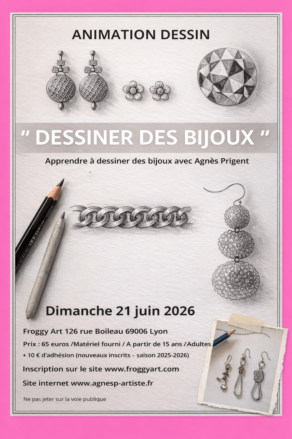 Stage PASTEL – Dessiner des bijoux – Froggy Art Lyon 6 – 21 juin 2026 – Adultes/ Ados (à partir de 15 ans)
